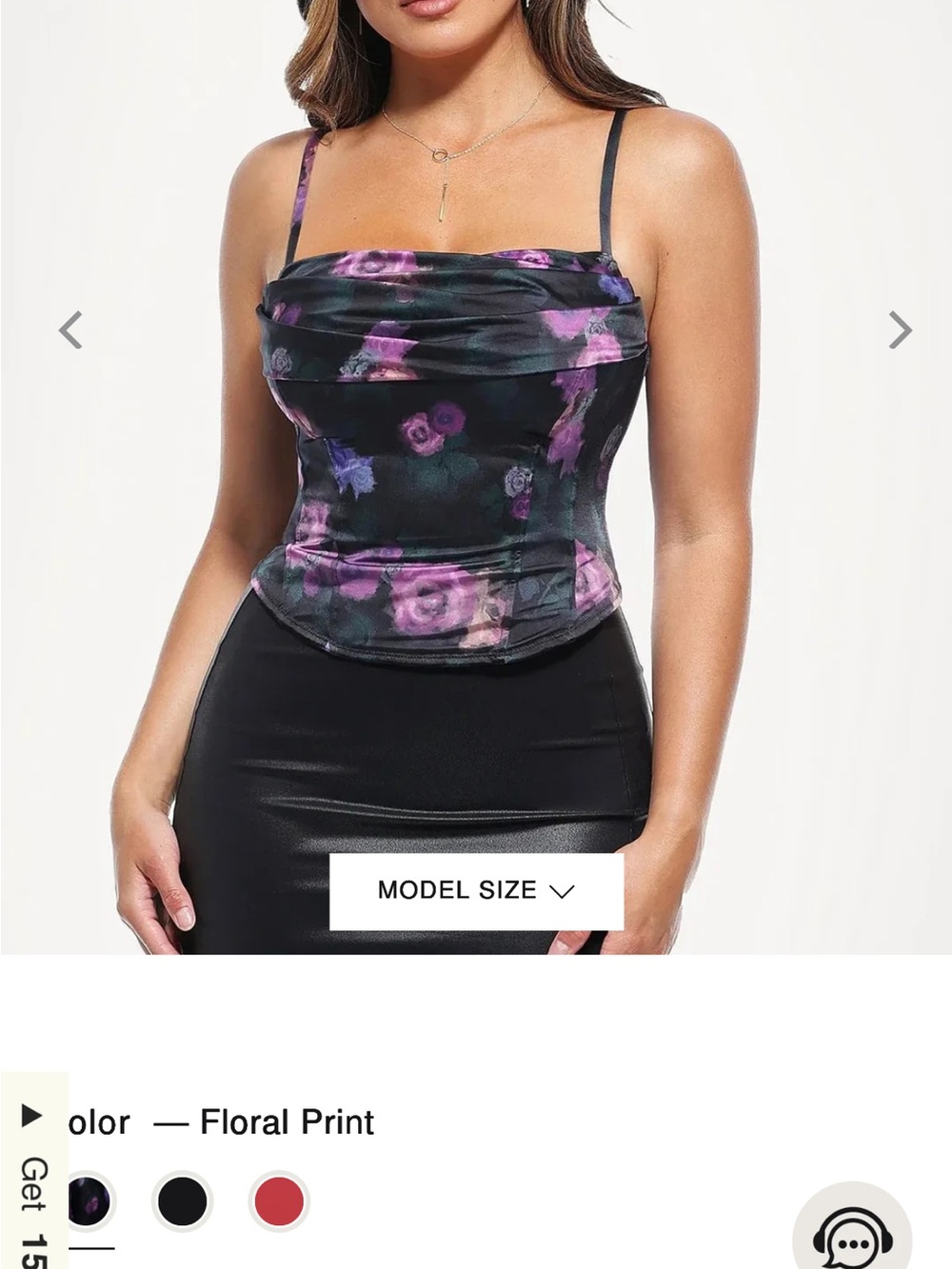 NEW Floral Draped Cowl Neck Cami Top - Black/Purple